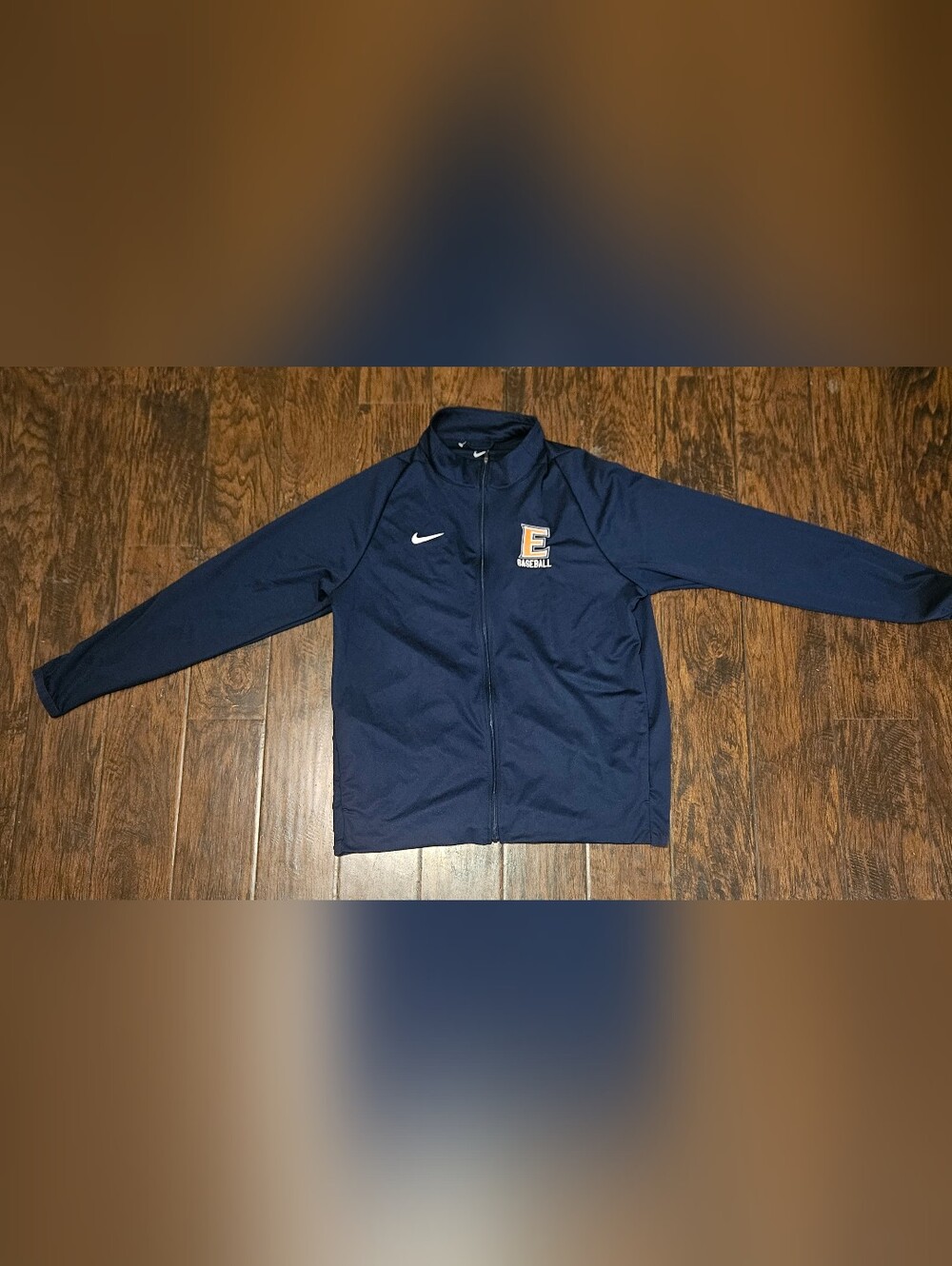 Size L Nike Team Navy Blue "E Baseball" Full-Zip Warm-Up Jacket